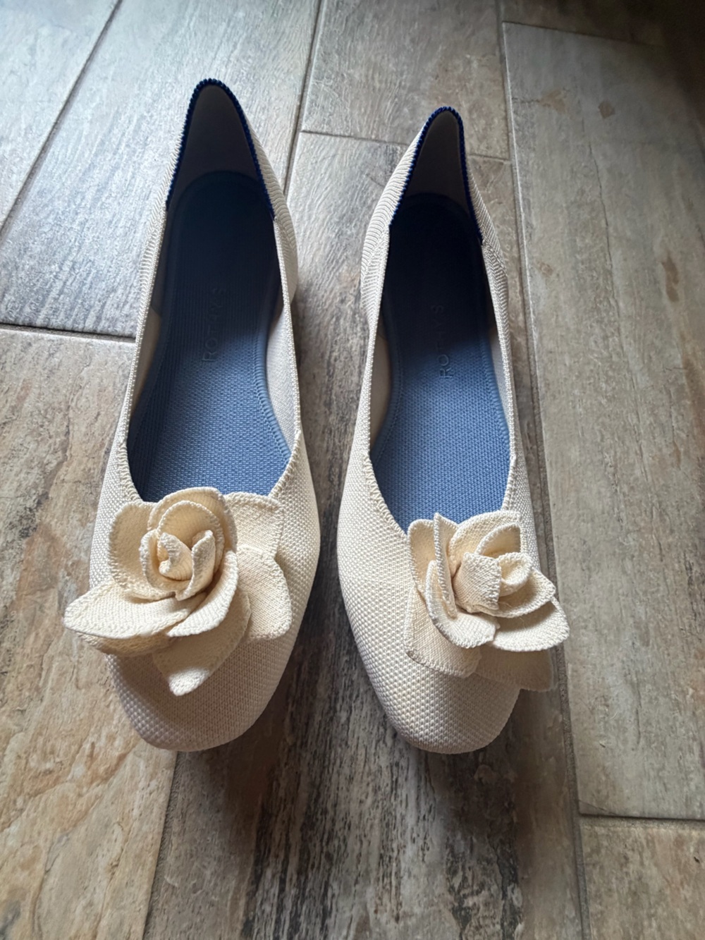 Rothy's Cream Floral Ballet Flats